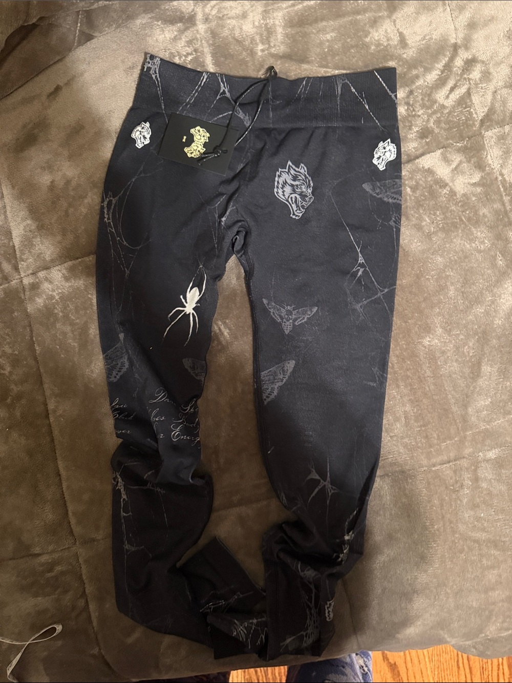 Darc Sport Black Graphic Kids Leggings with Silver Accents